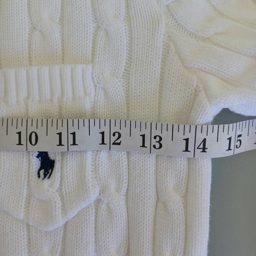 Polo by Ralph Lauren White Cable-Knit Midi Dress with Navy Pony - Picture 4 of 11